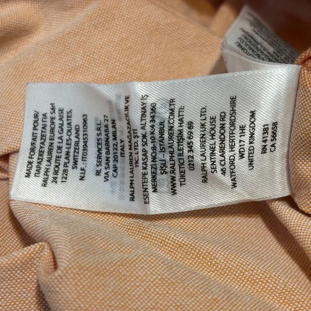Polo Ralph Lauren Shirt Men 2XB  Salmon Peach Oxford SS Button Down Big
